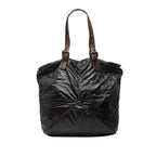Bottega Veneta Spinnaker Tote Shoulder Bag Black Brown Nylon Leather