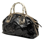 Gucci Bamboo 2-Way Shoulder Bag Black Gold Patent Leather — view 2