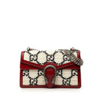 Gucci GG Tweed Dionysus Chain Shoulder Bag White Red Black
