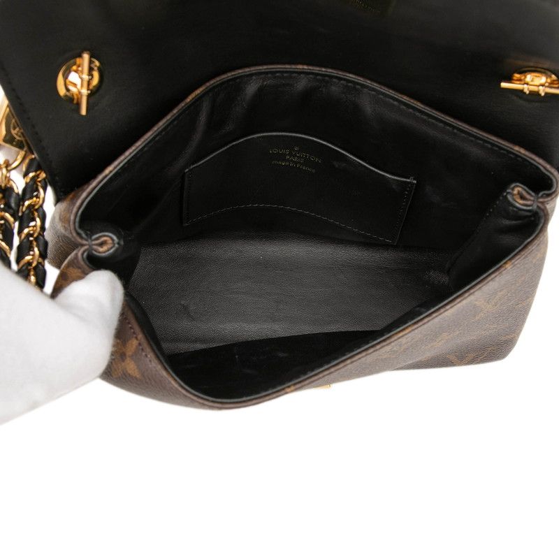 Louis Vuitton Monogram Pochette LV Thelma Chain Shoulder Bag Brown Black Leather — view 4