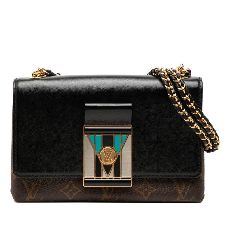 Louis Vuitton Monogram Pochette LV Thelma Chain Shoulder Bag Brown Black Leather