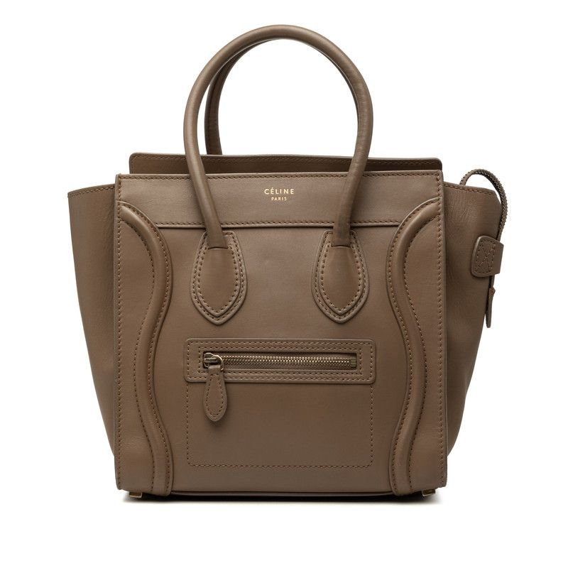 Celine Luggage Micro Handbag Beige Leather