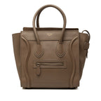 Celine Luggage Micro Handbag Beige Leather