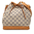 Louis Vuitton Damier Azur Noe BB Oblique Crossbody Shoulder Bag White Leather