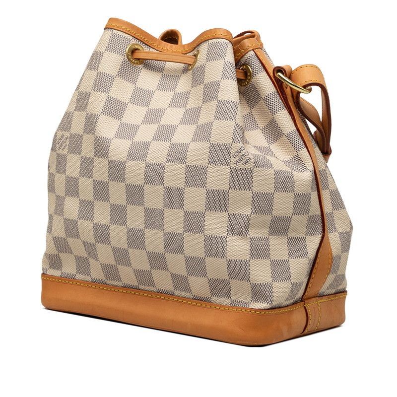 Louis Vuitton Damier Azur Noe BB Oblique Crossbody Shoulder Bag White Leather — view 2