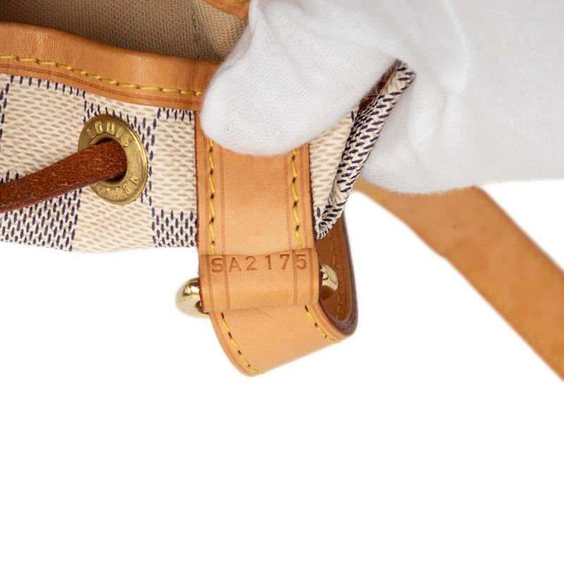 Louis Vuitton Damier Azur Noe BB Oblique Crossbody Shoulder Bag White Leather — view 7