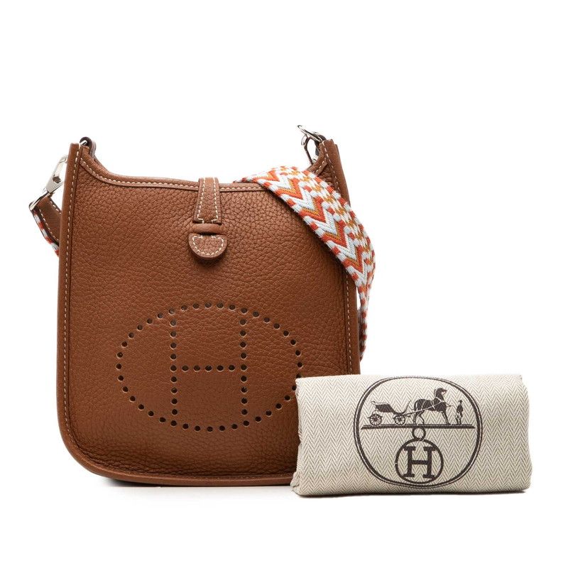 Hermes Evelyne TPM Amazon Crossbody Shoulder Bag Gold Brown Silver Taurillon — view 7