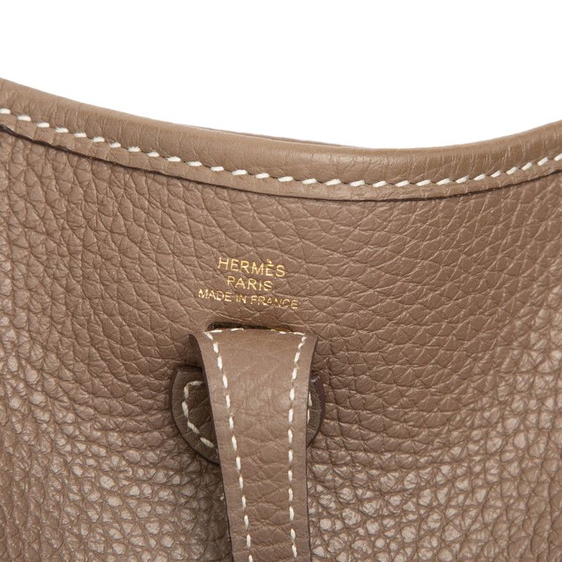 Hermes Evelyne TPM Amazon Crossbody Shoulder Bag Etoupe Gray Gold Taurillon — view 5