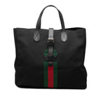 Gucci Sherry Line Tote Black Canvas Leather