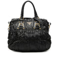 Prada Logo 2-Way Shoulder Bag Black Leather