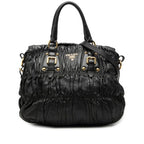 Prada Logo 2-Way Shoulder Bag Black Leather
