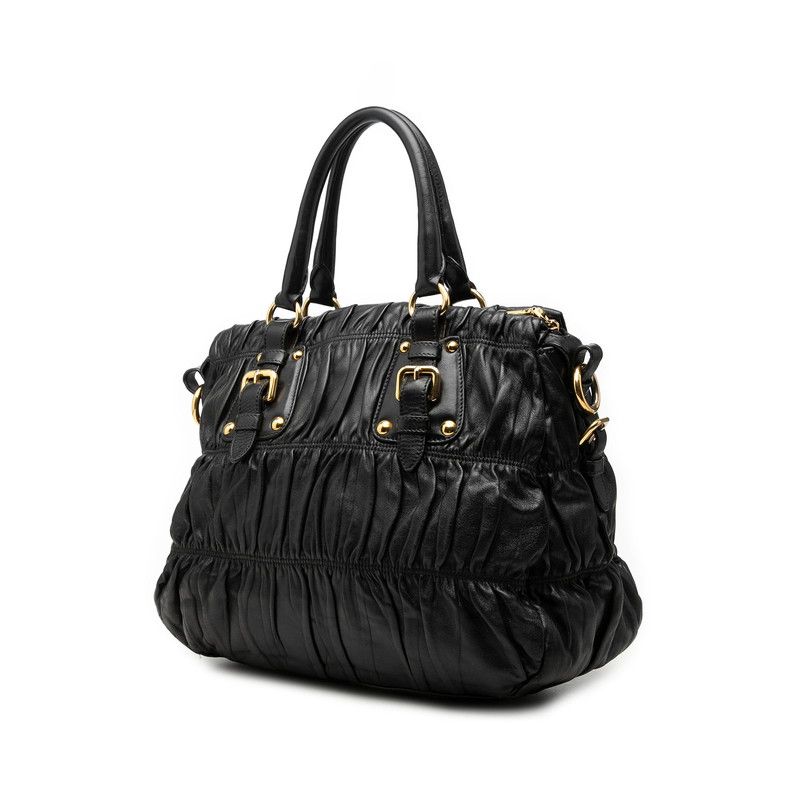 Prada Logo 2-Way Shoulder Bag Black Leather — view 2