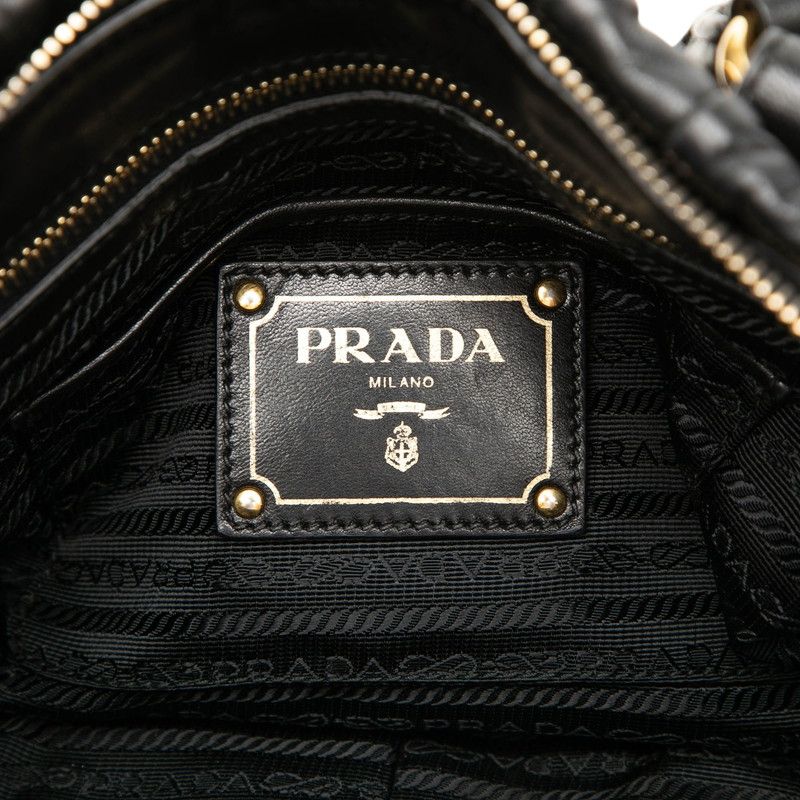 Prada Logo 2-Way Shoulder Bag Black Leather — view 5