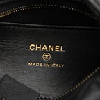 Chanel CC Logo Quilted Mini Hobo Handbag Ribbon Chain Black Caviar Leather — view 5