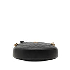 Chanel CC Logo Quilted Mini Hobo Handbag Ribbon Chain Black Caviar Leather — view 3