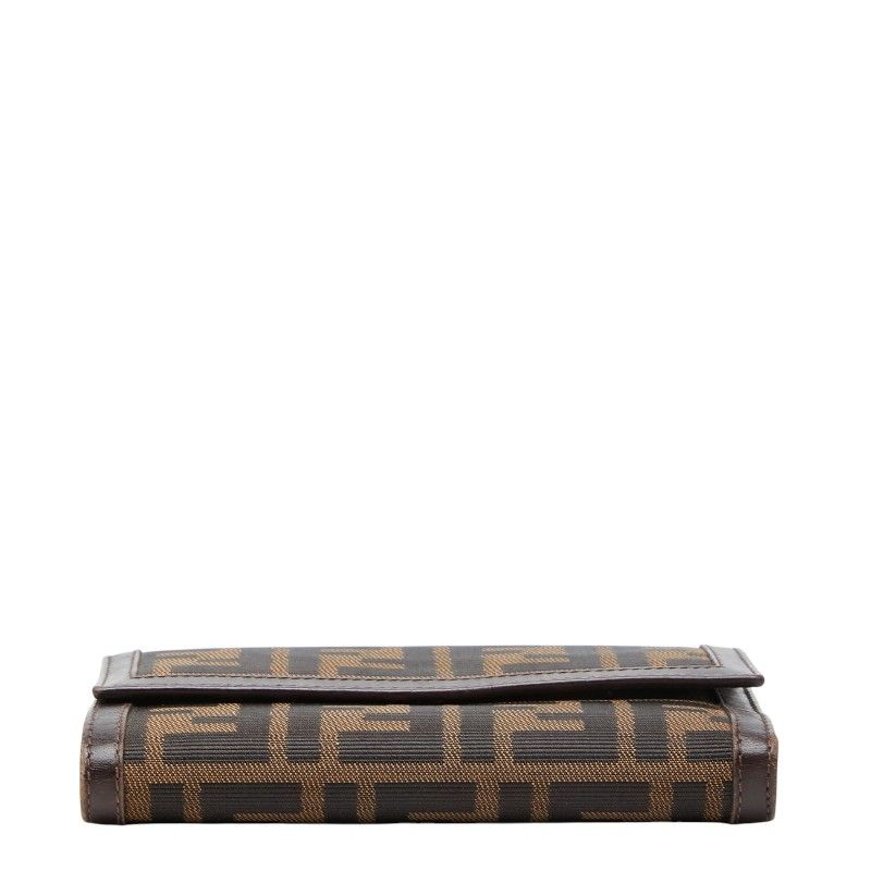 Fendi Zucca Trifold Wallet Brown Black Canvas Leather — view 3