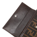 Fendi Zucca Trifold Wallet Brown Black Canvas Leather — view 6