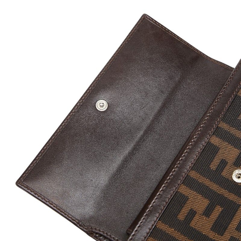 Fendi Zucca Trifold Wallet Brown Black Canvas Leather — view 6