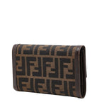 Fendi Zucca Trifold Wallet Brown Black Canvas Leather — view 2