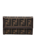 Fendi Zucca Trifold Wallet Brown Black Canvas Leather