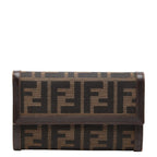 Fendi Zucca Trifold Wallet Brown Black Canvas Leather