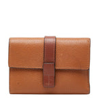 Loewe Anagram Vertical Wallet Small Trifold Brown Leather