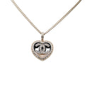 Chanel CC Logo Heart Motif Necklace Gold Black Plating Rhinestone