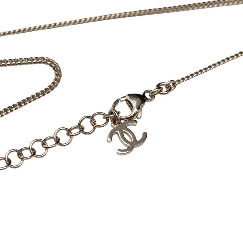 Chanel CC Logo Heart Motif Necklace Gold Black Plating Rhinestone — view 4