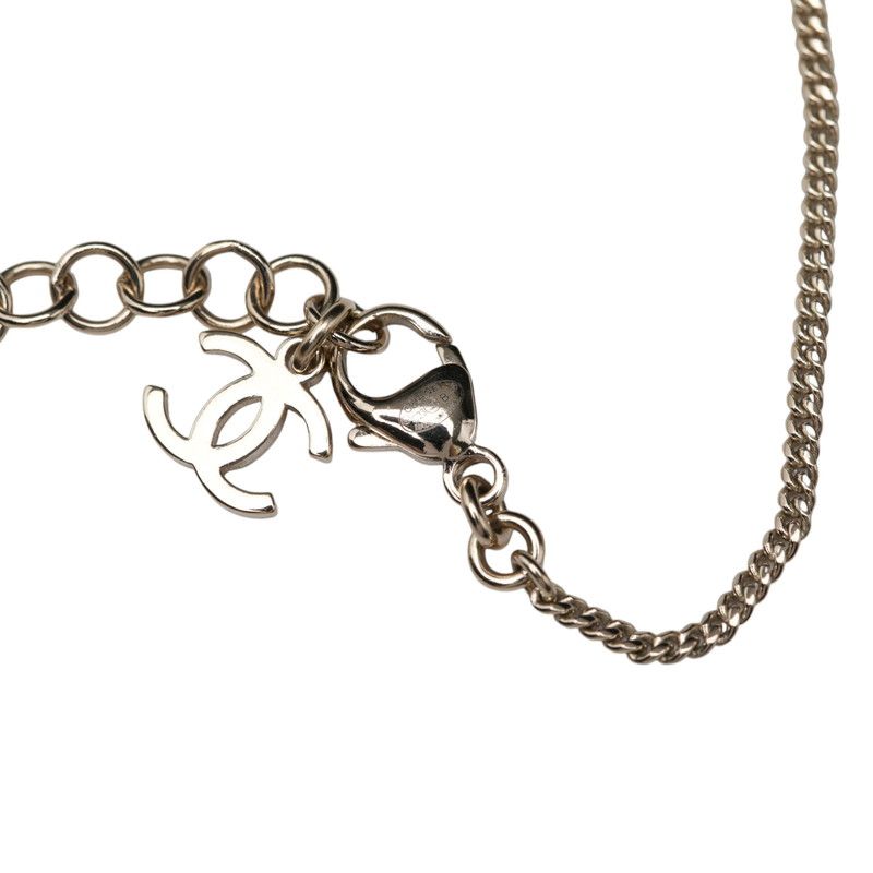 Chanel CC Logo Heart Motif Necklace Gold Black Plating Rhinestone — view 5