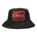Gucci Logo Label Bucket Hat S 57 Black Red Cotton