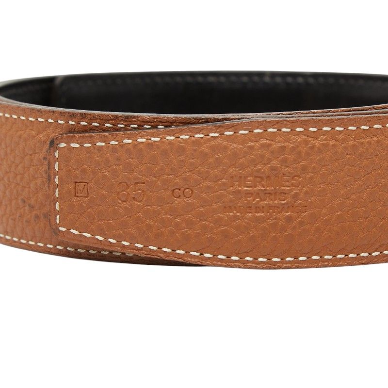 Hermes Belt 85 Buckle Brown Black Togo Box Calf — view 8