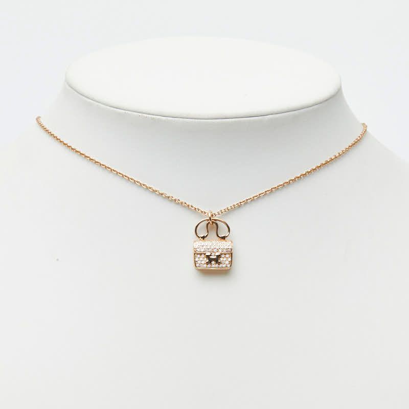 Hermes Amulet Constance Chain Pendant 00 18k Pink Gold Diamond — view 7