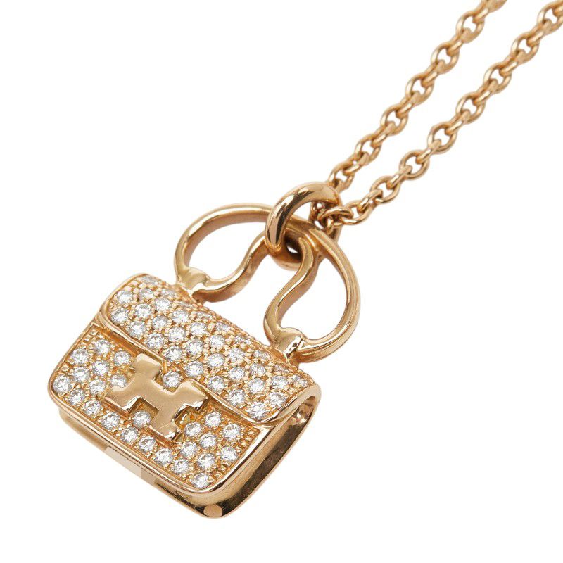 Hermes Amulet Constance Chain Pendant 00 18k Pink Gold Diamond — view 3