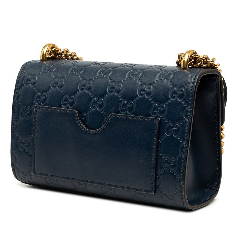 Gucci Guccissima Padlock Small Chain Shoulder Bag Navy Leather — view 2