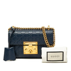 Gucci Guccissima Padlock Small Chain Shoulder Bag Navy Leather — view 8