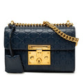 Gucci Guccissima Padlock Small Chain Shoulder Bag Navy Leather