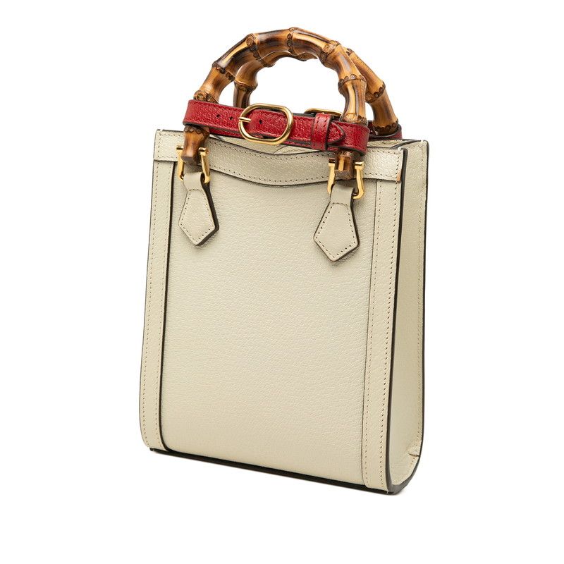 Gucci Bamboo Diana Mini Tote 2-Way Shoulder Bag Ivory White Leather — view 2