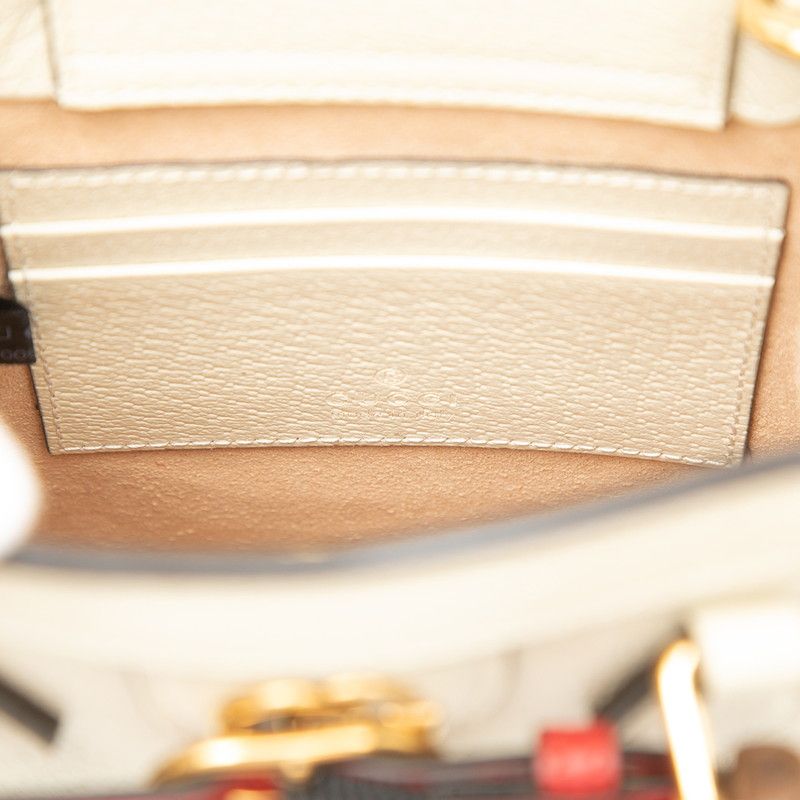 Gucci Bamboo Diana Mini Tote 2-Way Shoulder Bag Ivory White Leather — view 5