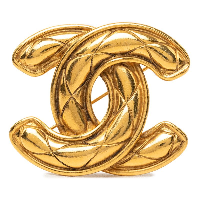 Chanel CC Logo Vintage Brooch Gold Plated