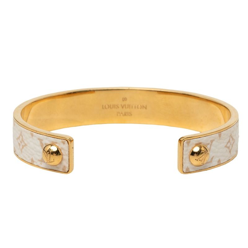 Louis Vuitton Jonke Wild LV Bangle Gold White Plated Bracelet — view 3