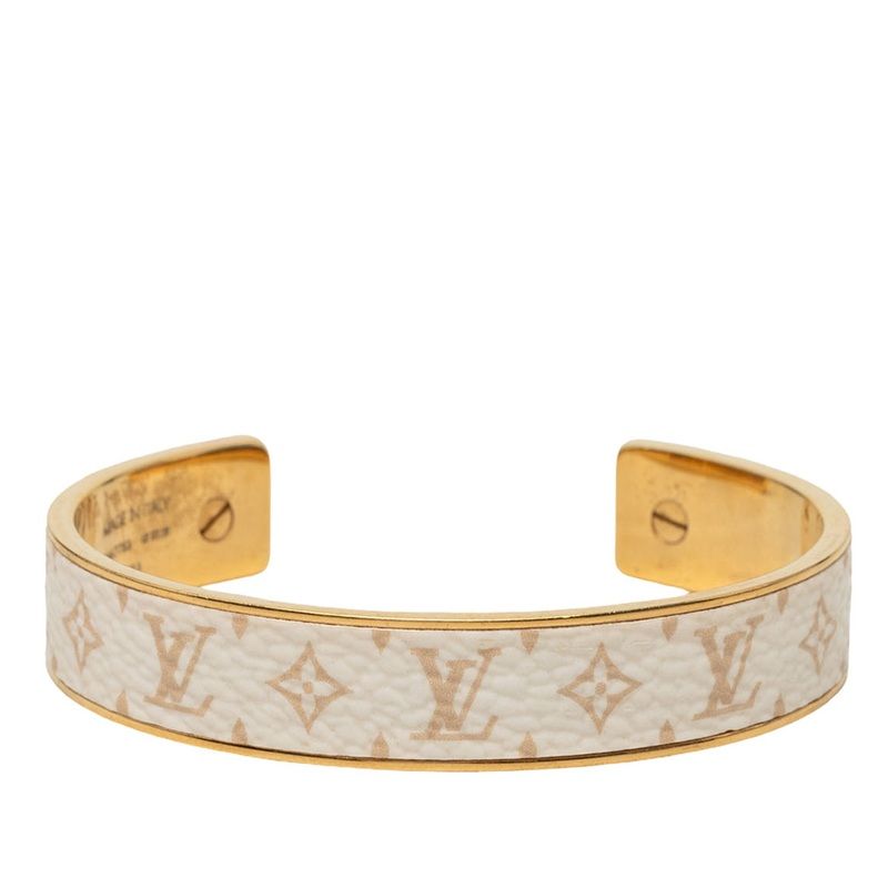 Louis Vuitton Jonke Wild LV Bangle Gold White Plated Bracelet