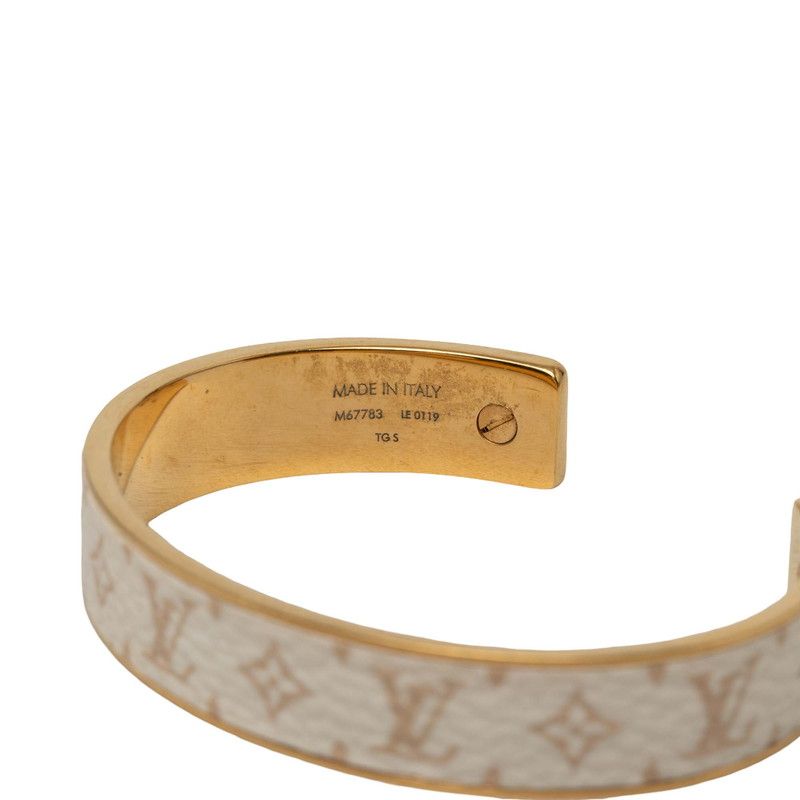 Louis Vuitton Jonke Wild LV Bangle Gold White Plated Bracelet — view 5