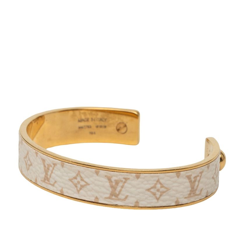 Louis Vuitton Jonke Wild LV Bangle Gold White Plated Bracelet — view 2