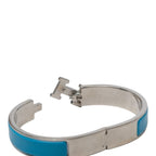 Hermes Click PM Enamel Bracelet Bangle Silver Blue Metal — view 4