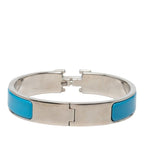Hermes Click PM Enamel Bracelet Bangle Silver Blue Metal — view 3