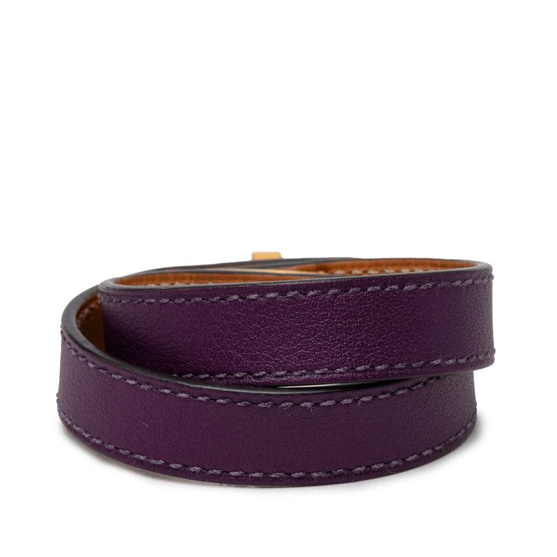 Hermes Kelly Double Tour Strand Bracelet Purple Gold Swift — view 3
