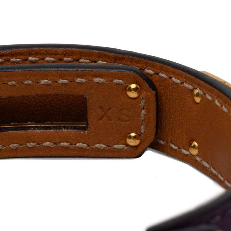 Hermes Kelly Double Tour Strand Bracelet Purple Gold Swift — view 4