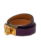 Hermes Kelly Double Tour Strand Bracelet Purple Gold Swift — view 2