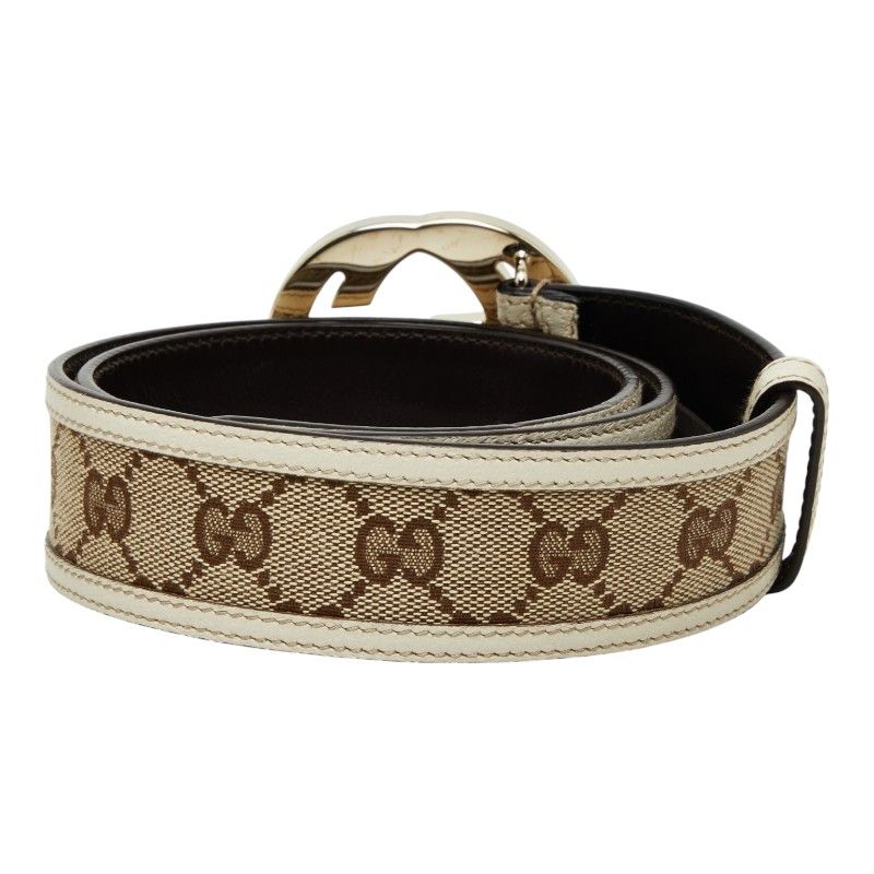 Gucci Interlocking GG Canvas Belt 85 34 Beige White — view 3