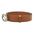 Gucci Interlocking Belt 85 34 GG Buckle Brown Leather — view 2